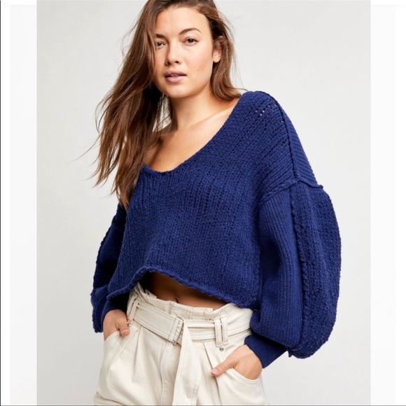 Free People Sweaters - Free People Sea Bright Pullover - Blue NWT XL